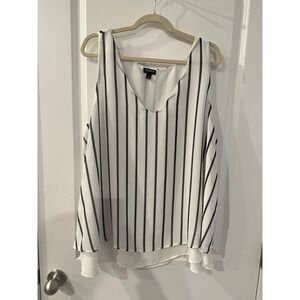 Torrid Striped Top Sleeveless Blouse Sz 2X Summer Black & White